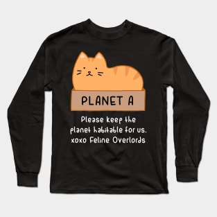 Orange Cat - Habitable Planet (Black) Long Sleeve T-Shirt